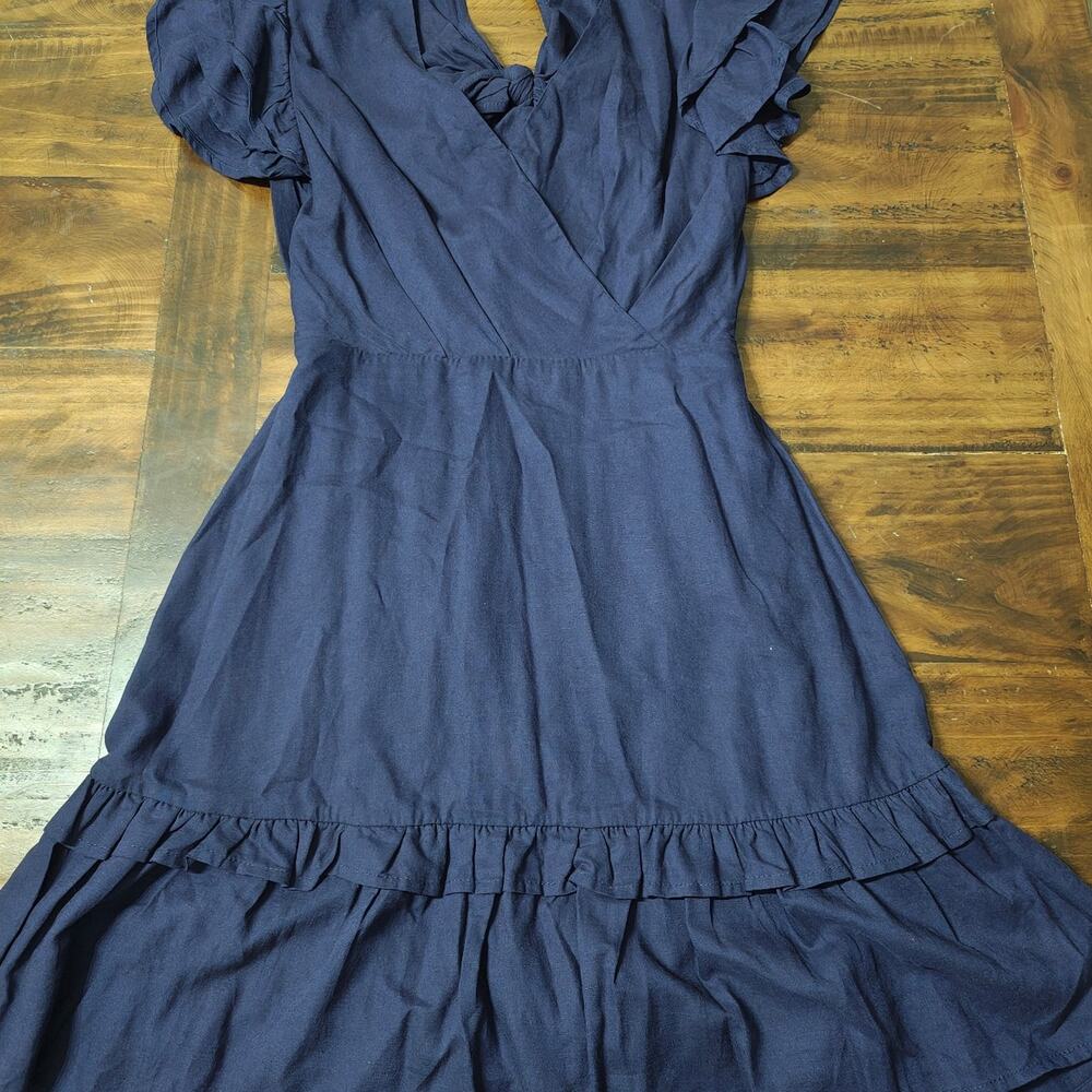 Altar'd State Navy Blue Flutter Sleeve Cutout Tie Back Mini Dress Small